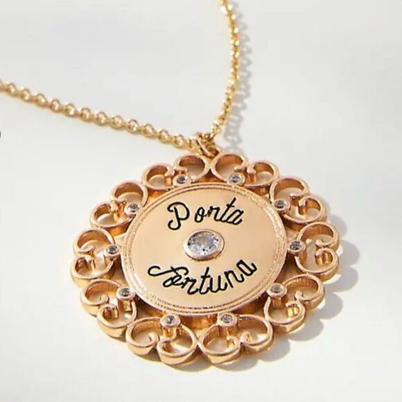 Anthropologie Circular Gold Pendant with Hearts. - Picture 4 of 4